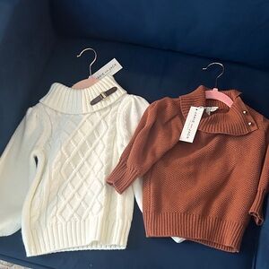 Janie and Jack Cream Cable Knit Sweater & Brown Textured Sweater bundle.